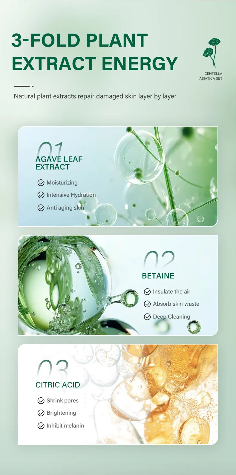 Kit Facial Calmante Centella · Repara brotes y piel sensible